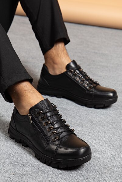 maximoda Genuine Leather, Zippered, Stitched to the Sole, Winter Men's Leather Outdoor Shoes