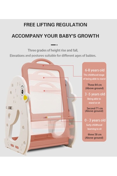 FULLJOY مجموعة طاولة وكرسي 3 في 1، لوح رسم مع رف للكتب, سطح مكتب قابل للطي , حامل قائم قابل للتعديل