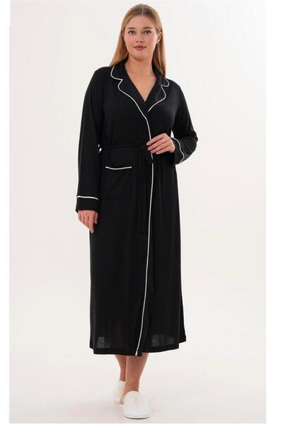 EM&FA TEKSTİL Women's Dressing Gown Nightgown with Collar Detail