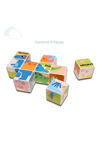 Picodino Magnetic cube puzzle with large pieces, 6 images, educational, +3 years, Dinosaurs