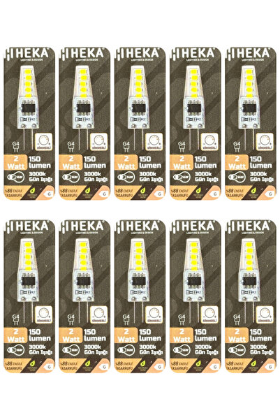Heka (10 Adet) 2W (14W) 3000K (Sarı Işık) G4 Duylu Dim Edilebilir Led Kapsül ...