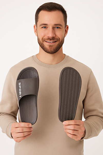 meko aksesuar Erkek Kaydırmaz Taban Suya Dayanıklı Plastik Sport Baskılı Ev ve Banyo Terliği