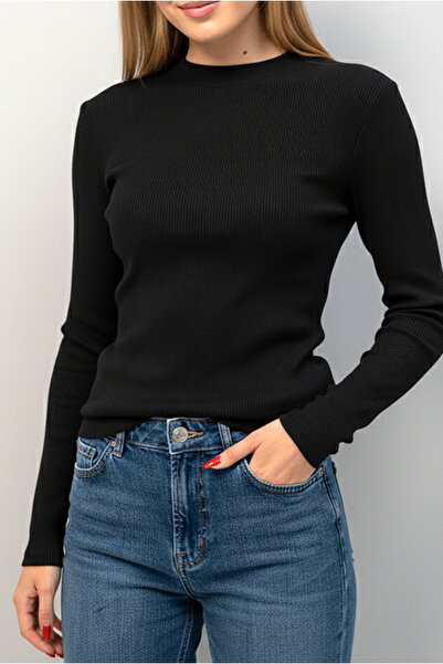 Narin Studios Fitilli Uzun Kollu Siyah Body