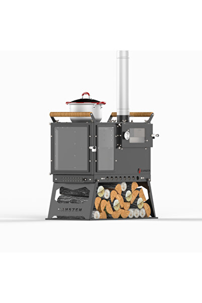 Canszen Forest Profesyonel Siyah Kuzineli Kamp Sobası | Taşınabilir Çadır ve Karavan Sobası