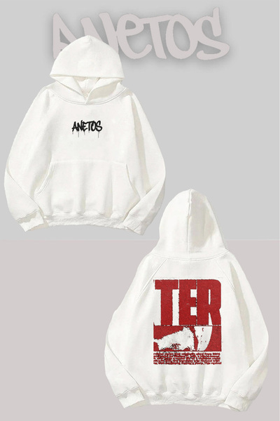 Anetos Dexter 3 Spate cu imprimeu Alb cu glugă Swea tricou