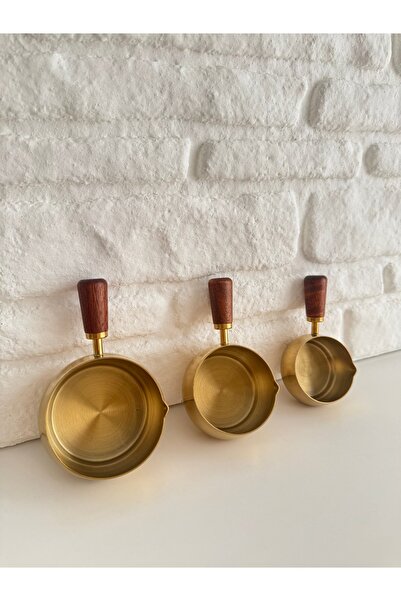 yeninesilevim 3'lü Mini Akasya Saplı Çelik Yuvarlak Ölçü Kaşığı Kalıbı 60 ml / 120 ml /180 ml