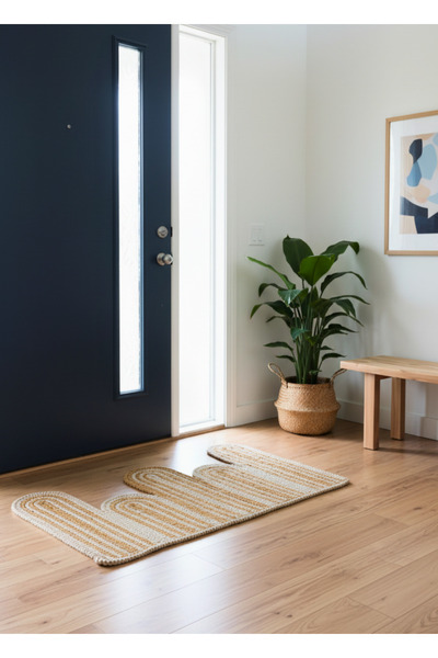 HomeTurko Jute wave design modern door front mat indoor and outdoor bathroom balcony mat home hotel office decor mat