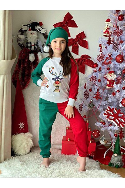 ARBİ kids Girl Child Christmas Holiday Two-Thread Full Stretch Fabric Double Hat Suit