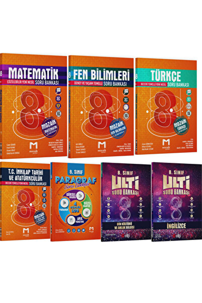 Mozaik Yayınları Mozaik 8. Sınıf Matematik Fen Türkçe İnkılap Paragraf ve Ult...