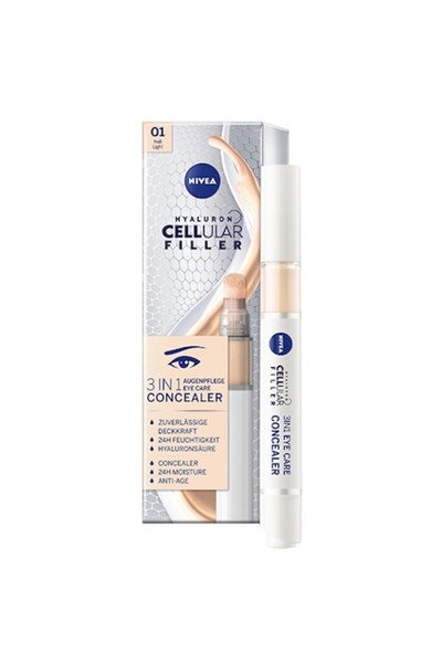 NIVEA Corector hidratant pentru ochi Cellular 3 în 1, nuanță deschisă, 4 ml