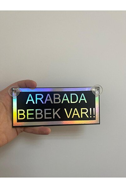 HBSİ VANTUZLU (ÖPÜCÜKLÜ) ARABADA BEBEK VAR SİYAH HOLOGRAM RENK CAM SÜSÜ