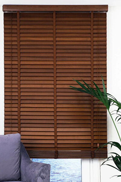 Y&S YS PERDE TASARIM Wooden Blinds %100 Doğal Ahşap Jaluzi Perde 50mm, Alümin...