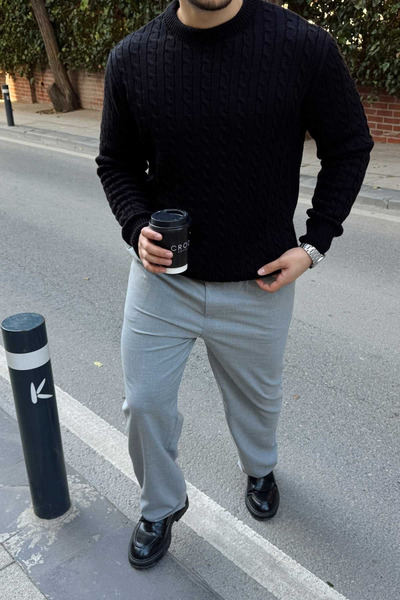 Livio Ferri Mira Premium Hair Knit Crew Neck Thick Knitwear Sweater