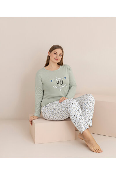 rindahomewear Plus Size Single Jersey Long Sleeve Pajama Set