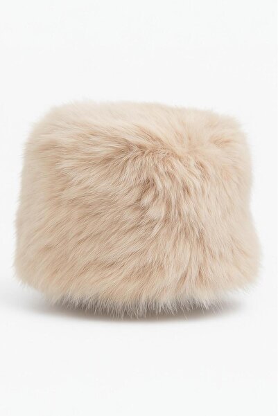 Melissa Boutique Women's Beige Plush Fur Kalpak Hat