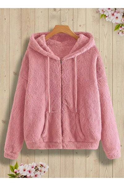 NewCabin Women's Plush Zippered Hooded Fleece Sweatshirt – Soft Textured Comfortable Oversized Models