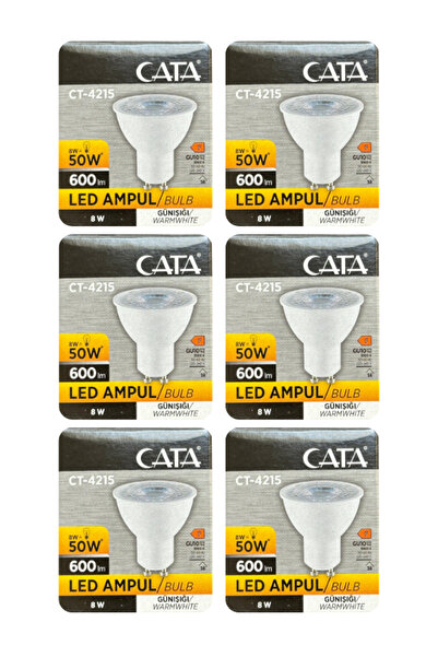 Avarson (6 Adet) Cata 8W (50W) 3000K (Sarı Işık) GU10 Duylu Led Spot Ampul