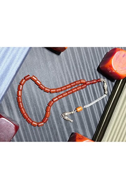 Anemore Collection سبحة كهرمانية من نوع سيمبلاي: قطع كبسولي بلون بني غامق