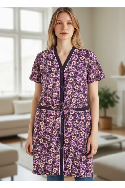 Star Fashion Capot dama de casa, cu maneca scurta, cu cordon in talie