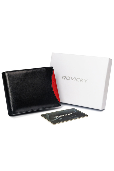 Other Men's wallet made of grain leather with a removable card holder - Rovicky