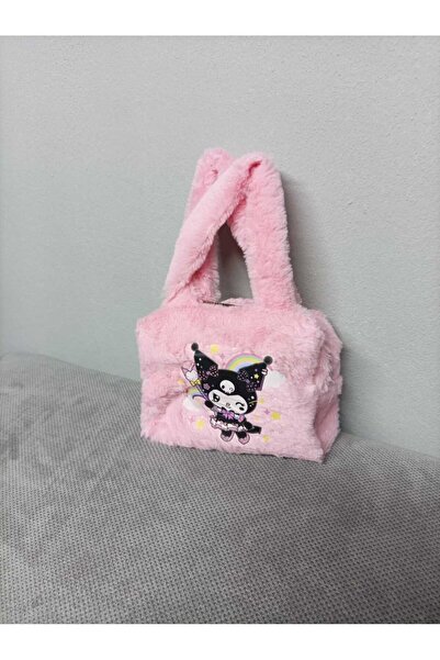 JHTshop Kuromi Figürlü Tüylü Çocuk Genç El Çantası