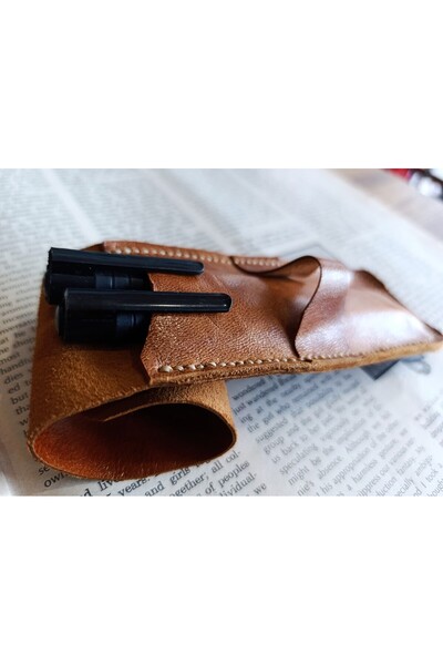 Mahfuz Crazy Real Leather Pen Holder for Your Special Pens (for 2*3 Pens) 27 cm \ 6 cm Lmn4