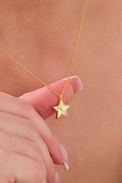 Fionte Accessories Lazer Kalem Desenli, Çift Yönlü, 925 Ayar Gümüş, Gold Kapl...