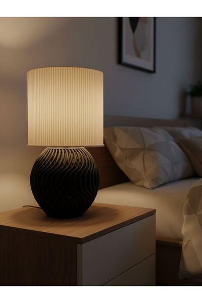 MCY DEKOR Estetik Kıvrımlı Gövdeli Abajur | Hasır Görünümlü Şapka | Ev Hediye...
