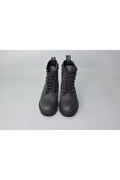 Moli Antrasit Gri/Koyu Gri Dokulu Bağcıklı Fermuarlı Postal Bot | Siyah Taban...