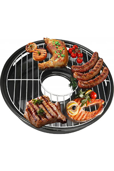 GRÜNBERG Gas stove grill with stainless steel lid, enameled, Black