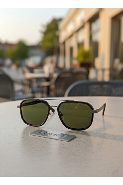 Fumes Triton – Polarized Green Lens Double Bridge Navigator Sunglasses for Men/Women, Gunmetal Frame