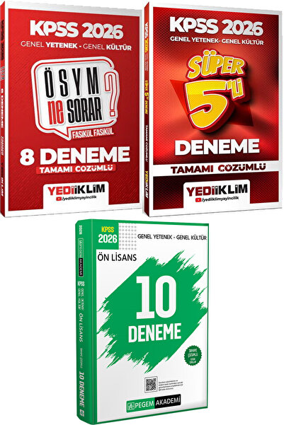 Yediiklim Yayınları 2026 KPSS Ösym Ne Sorar? 8 Deneme ve Süper 5 Deneme - 202...