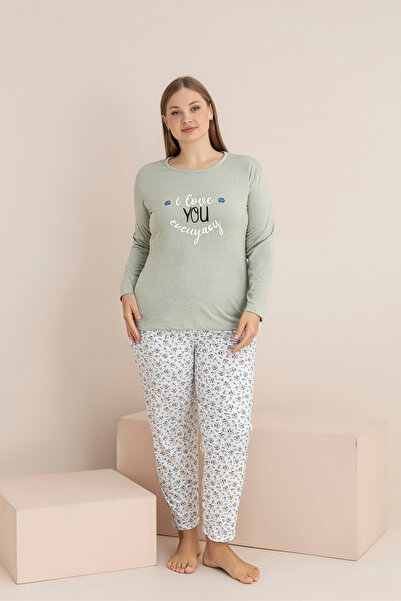 rindahomewear ΣΕΤ ΠΙΤΖΑΜΑ ΜΕ ΜΑΚΡΥ ΜΑΝΙΚΙΑ ΣΥΜΠΑΤΙΚΟ ΜΕΓΕΘΟΣ