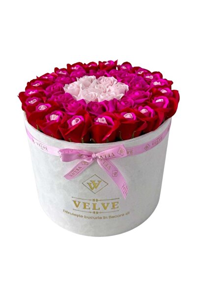 velve Aranjament Floral Majestic Double Color, cu trandafiri din sapun, in cu...
