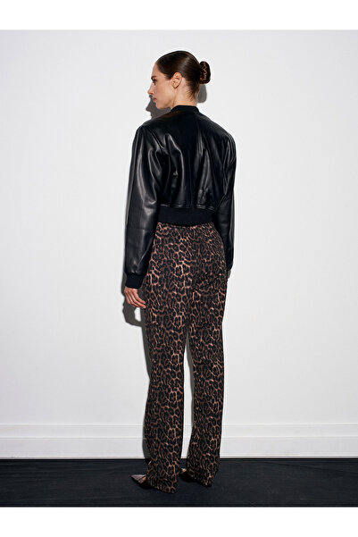 Dilvin 72083 100% Cotton Leopard Straight Jean-Brown