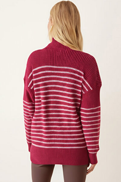 armonika Women's Fuchsia Turtleneck Skirt Hem Slit Knitwear Sweater Arm-26K136047