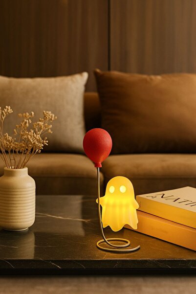 NOVATECH İNOVASYON Balon Tutan Hayalet Figürü Pilli Mum İle Kullanım Masa Üst...