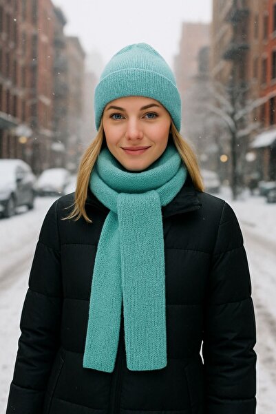 FELLMENS طقم وشاح نسائي من مينت تريكو مكون من قطعتين مقاس 160x20 سم