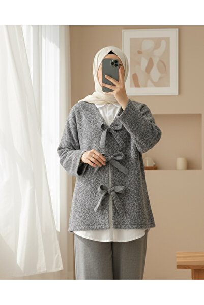 MissRunin Önü Bağlamalı Kırçıllı Kaşe Ceket