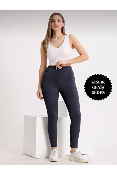 ALKY STORE Curve Fleece-Lined Corded Fabric Plus Size High Waist Long Legging...