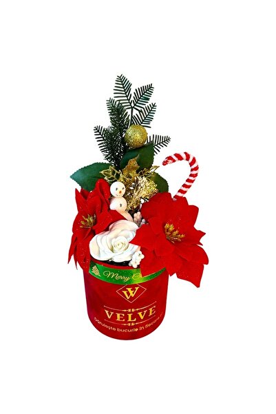velve Snowman Delight floral arrangement, with festive flowers and Christmas decorations, in a red box