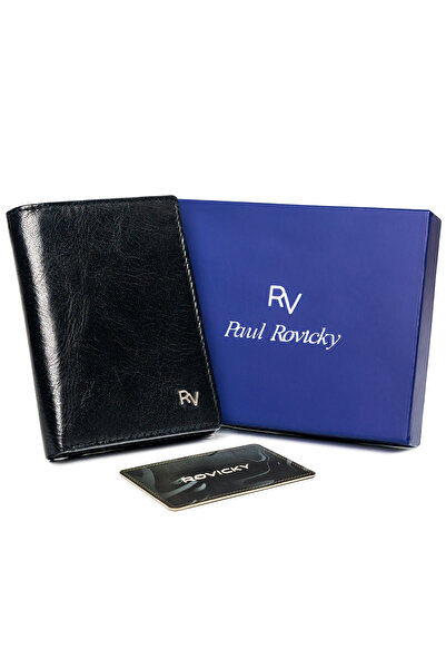 Other Large, vertical men's wallet without clasp made of shiny leather - Rovicky