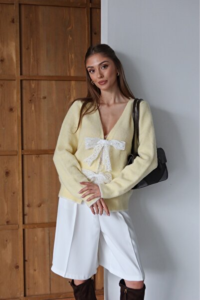 AÈC PRIVÈ Women's New Season Premium Quality Pinterest Lace-Up Soft Cardigan 777