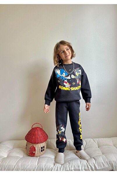 MİLAYS LİFE HOME COLLECTİON Boy's 3-Thread 100% Cotton Thick Combed Cotton Colorful Winter Tracksuit Set