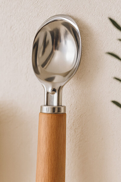 Bohemian Natural Wooden Handle Stainless Steel Ice Cream Spoon