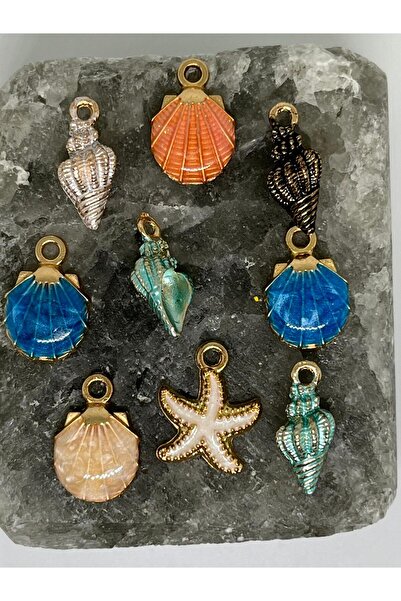 ZD JEWELRY Kadın Renkli Midye Deniz Yıldızı 9 adet Kolye Ve Bileklik Ucu