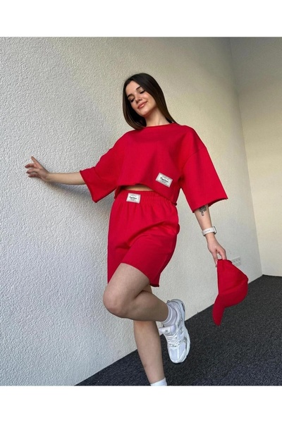 LUSHN Unisex Cappitone Printed T-Shirt and Shorts Set