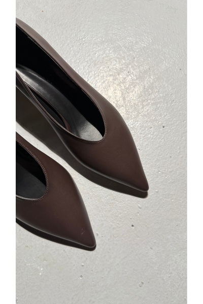 Eataly Shoes Acıkahve Basic Women's Shoes with Small Heels