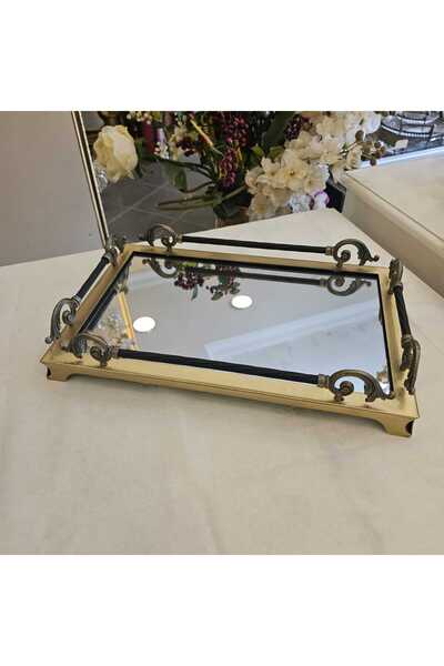 MaviDamla Classic Tray with Rectangular Mirror Antique Yellow 38*26