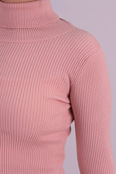 armonika Women's Powder Turtleneck Sleeveless Furry Knitwear Sweater Arm-26K136038